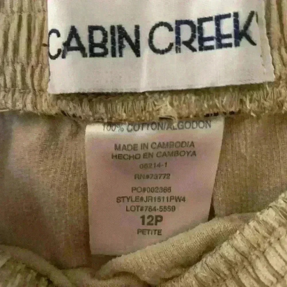 Cabin Creek 12 petite Tan Corduroy pull on with the Elastic waist comfortable - Picture 4 of 6